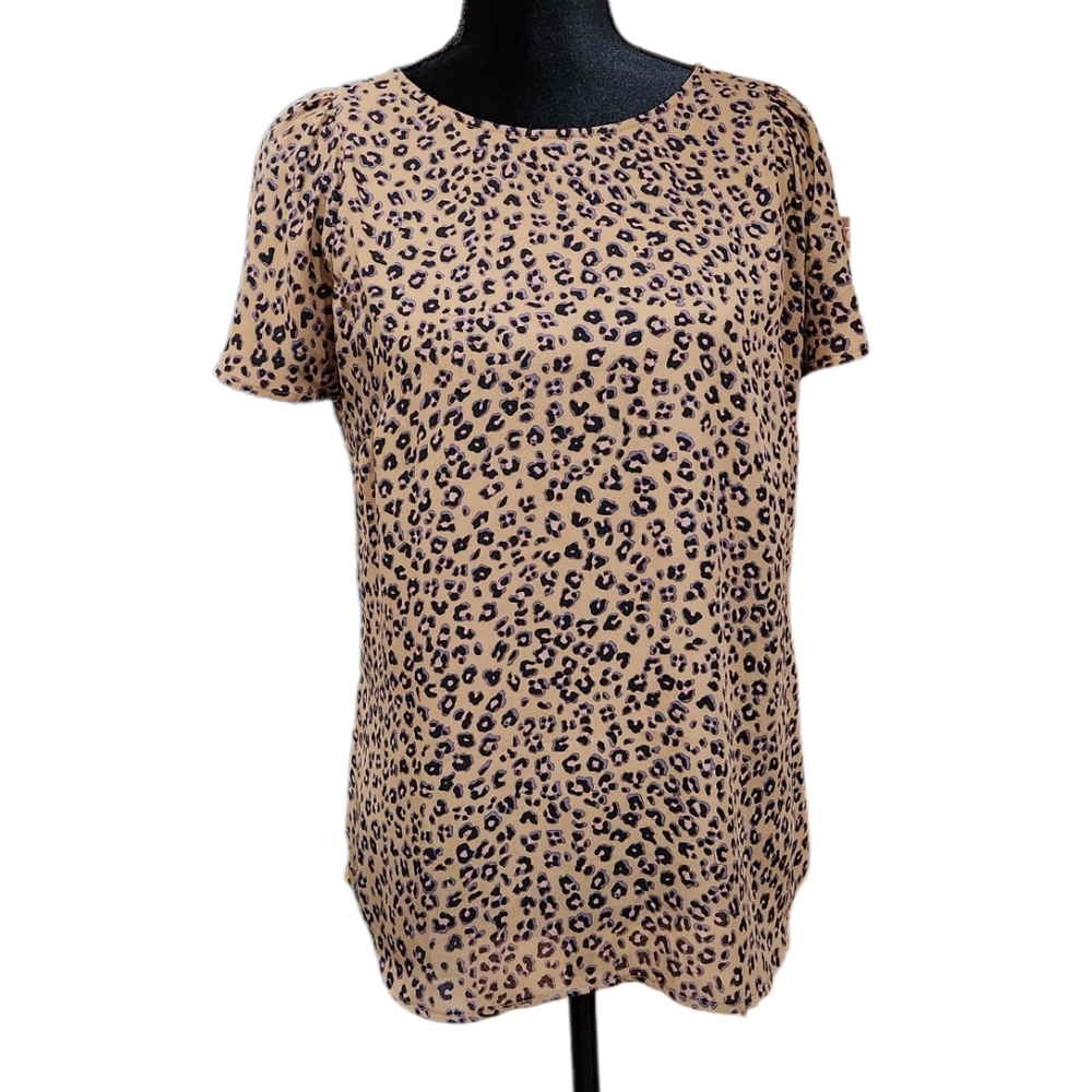 CeCe Leopard Animal print Blouse Top Size M